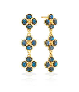 Berry Clover Linear Earrings - Blue Labradorite