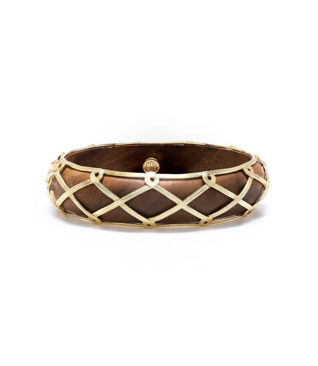 Earth Goddess Hinged Bangle - Teak