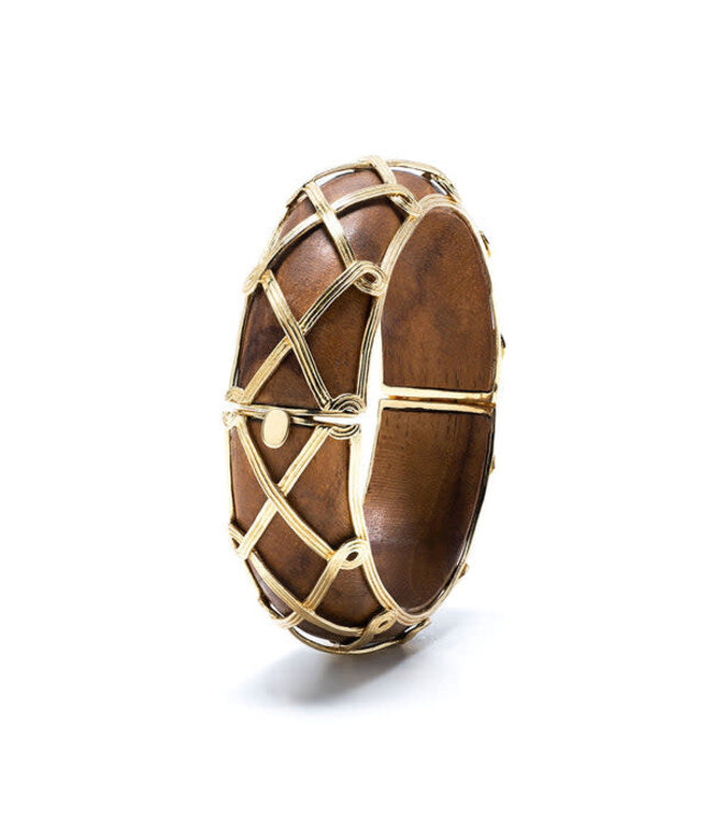 Earth Goddess Hinged Bangle - Teak