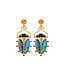 Scarab Berry Drop Earrings - Blue Labradorite/Black Agate