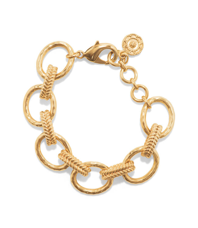 Cleopatra Regal Link Bracelet, 7+1.5" - Gold