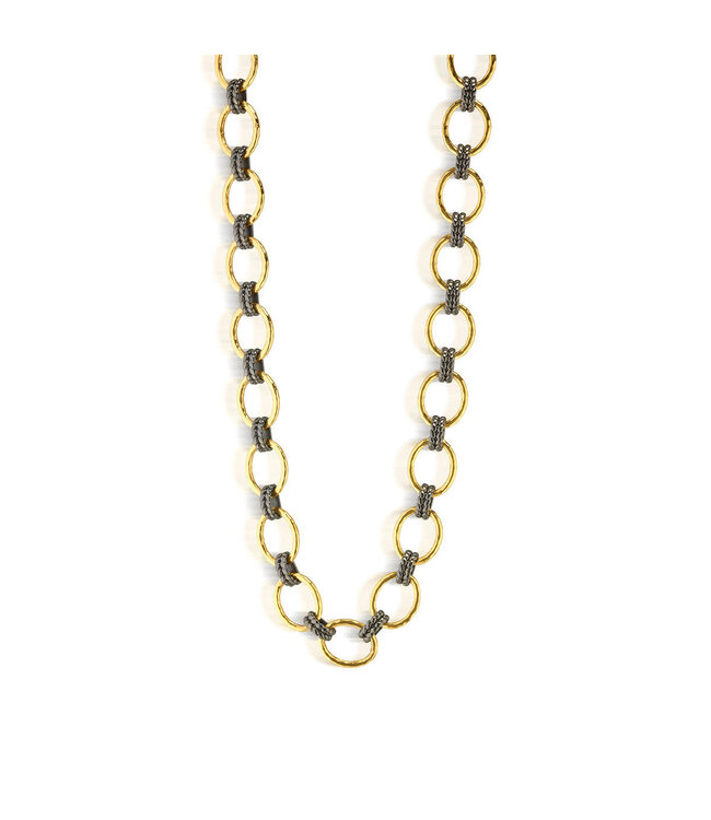 Cleopatra Grande Link Necklace, 16"+2" - Gold/Midnight