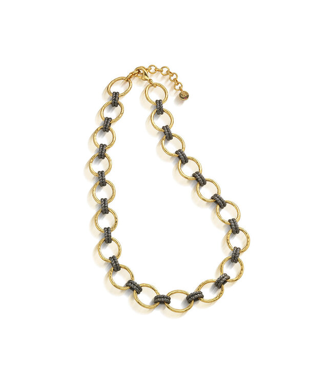 Cleopatra Grande Link Necklace, 16"+2" - Gold/Midnight
