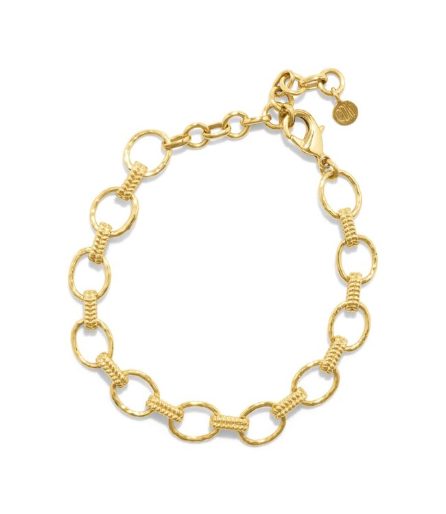 Cleopatra Small Link Bracelet, 7+1.5" - Gold