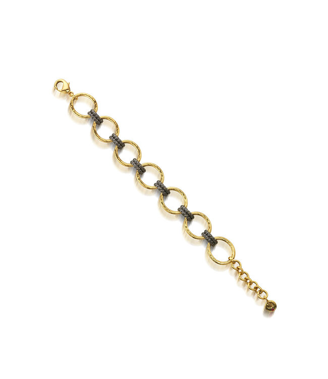 Cleopatra Grande Link Bracelet, 7"+1.5" - Gold/Midnight