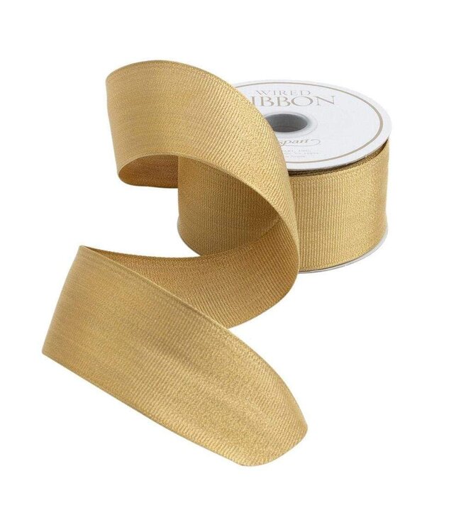 Gold Metallic Grosgrain Unwired Ribbon - 6 Yard Spool