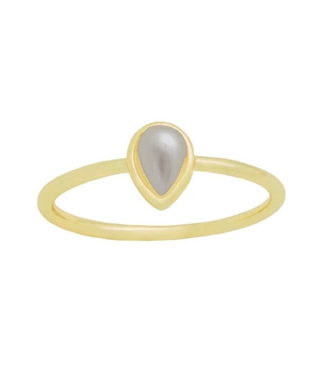 Teardrop Pearl Gold Layers Ring
