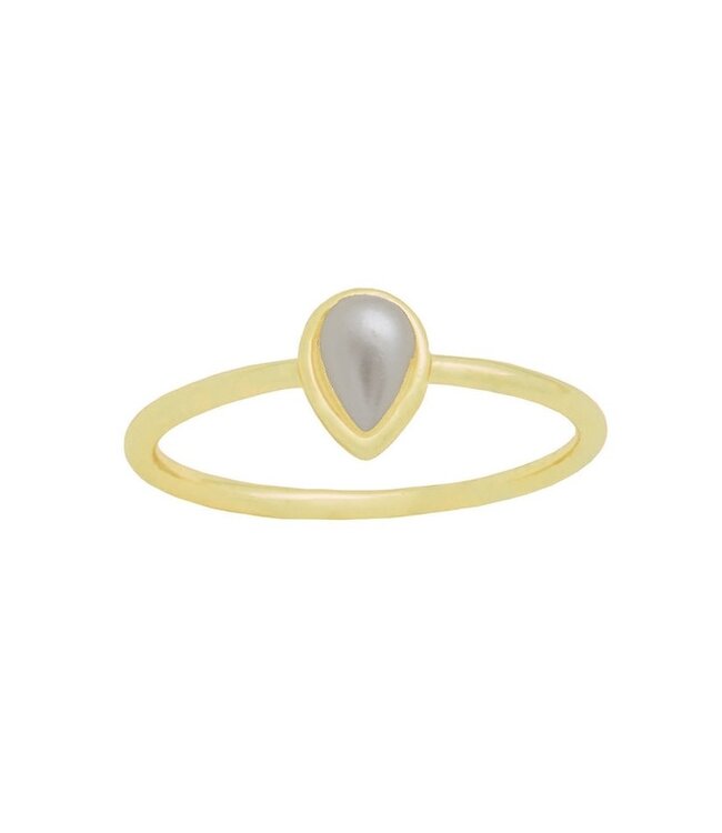 Teardrop Pearl Gold Layers Ring