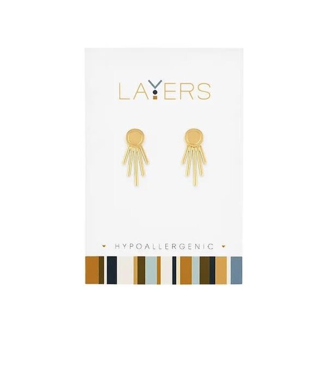 Gold Starburst Ear Jacket Layers Earrings