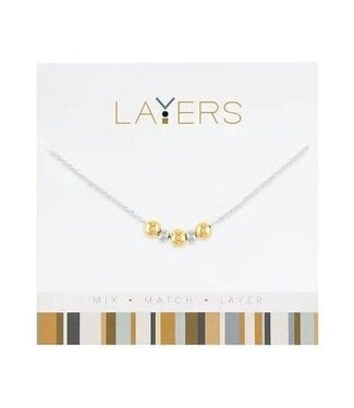 Silver Two-Tone Mini Ball Layers Necklace
