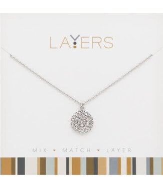Silver Round CZ Layers Necklace