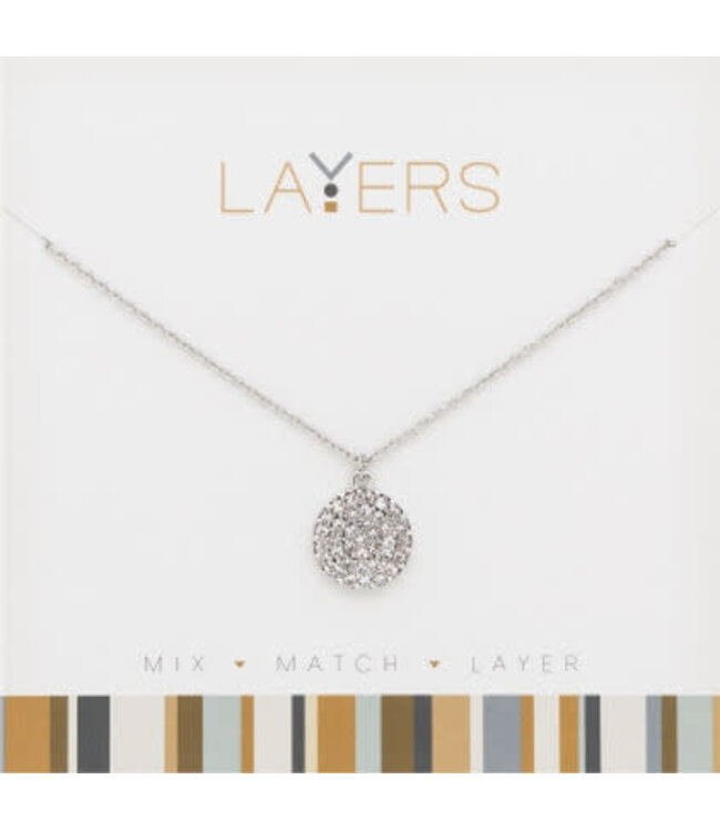 Silver Round CZ Layers Necklace
