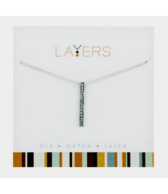 Silver Single Bar Layers Necklace