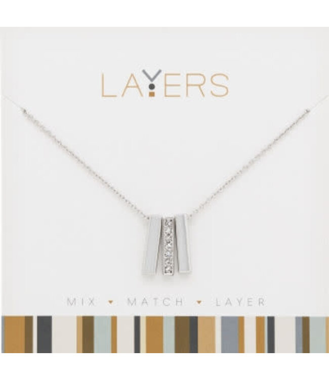 Silver Trio Bar Layers Necklace