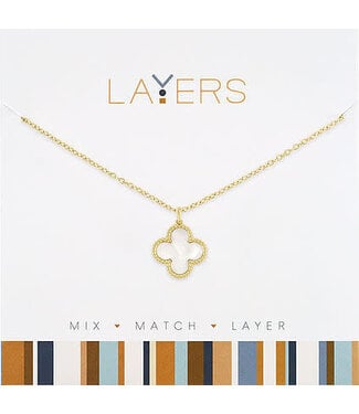 Gold Beaded Quatrefoil Layers Necklace