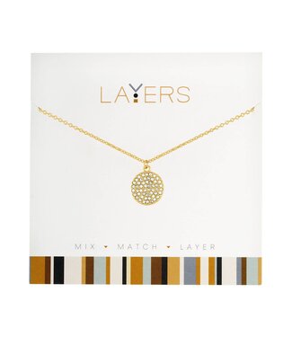 Gold Round CZ Layers Necklace