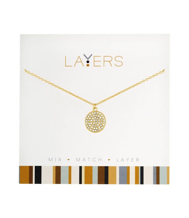 Gold Round CZ Layers Necklace
