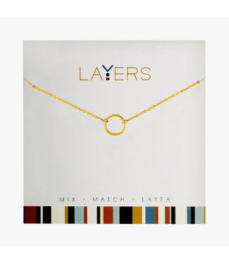 Gold Open Circle Layers Necklace