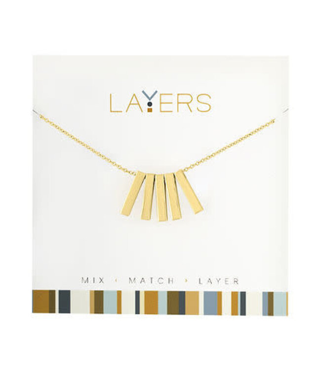 Gold Five Bar Layers Necklace