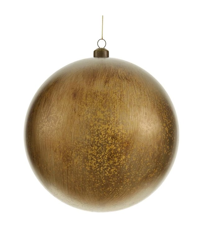 6" Plastic Ball Ornament Gold Antique