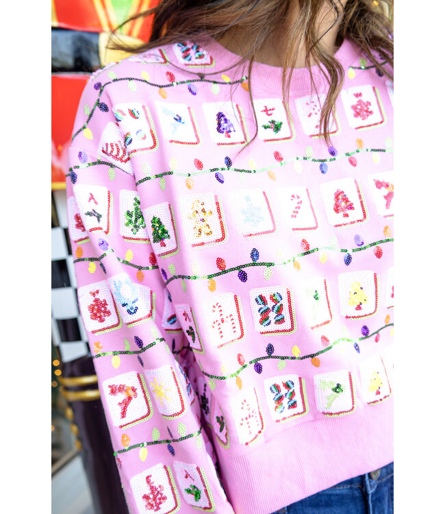 Lucy Christmas Mahjong Tile Sweatshirt