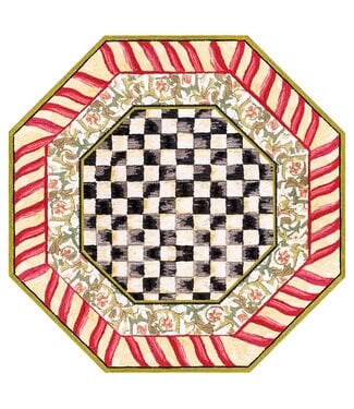 MACKENZIE CHILDS Courtly Check Red & Gold 6' Octagon Washable Rug