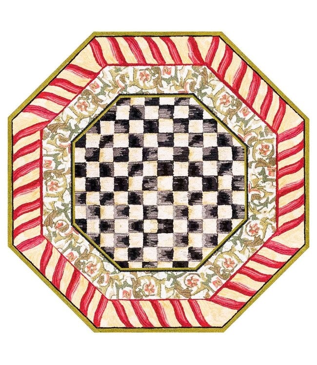 MACKENZIE CHILDS Courtly Check Red & Gold 6' Octagon Washable Rug