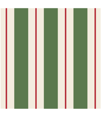 HESTER & COOK Green & Red Awning Stripe Cocktail Napkin