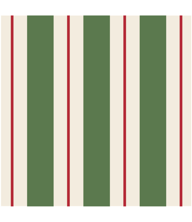 HESTER & COOK Green & Red Awning Stripe Cocktail Napkin
