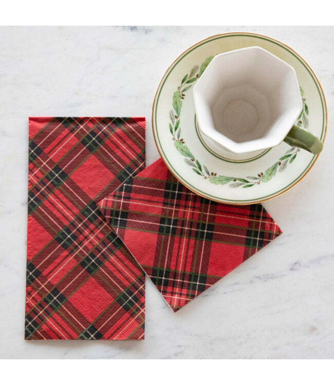 HESTER & COOK Red Plaid Cocktail Napkins