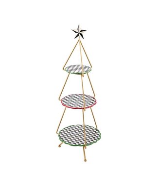 MACKENZIE CHILDS Check It Out Tree Tiered Plate Stand