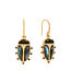 Scarab Petite Drop Earrings - Blue Labradorite/Black Agate