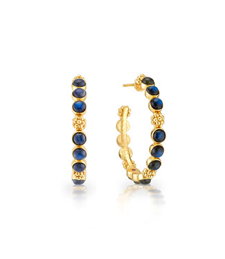 Berry Gem Medium Hoop Earrings - Blue Labradorite