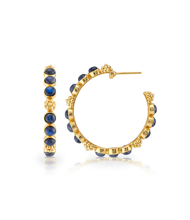 Berry Gem Medium Hoop Earrings - Blue Labradorite