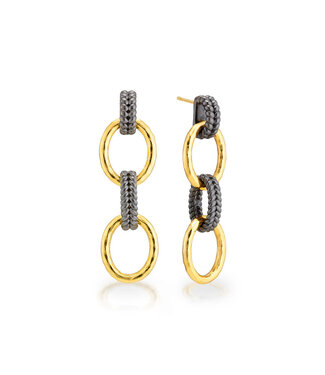 Cleopatra Regal Double Link Earrings - Gold/Midnight