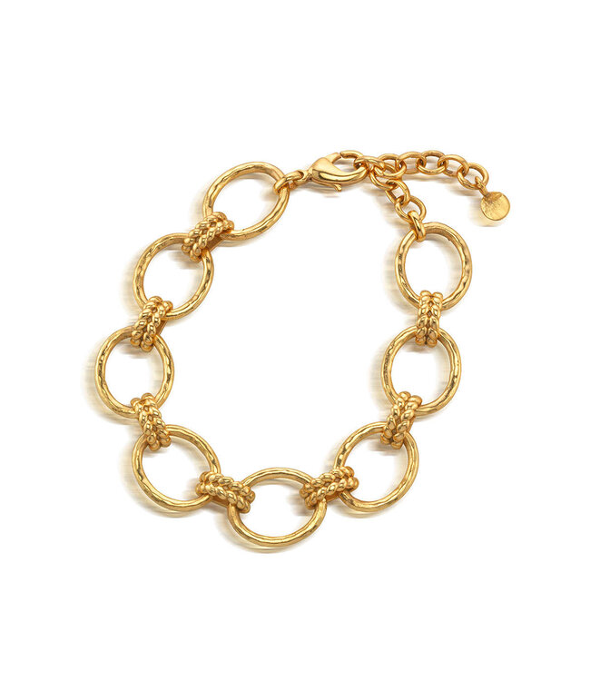 Cleopatra Grande Link Bracelet, 7+1.5" - Gold