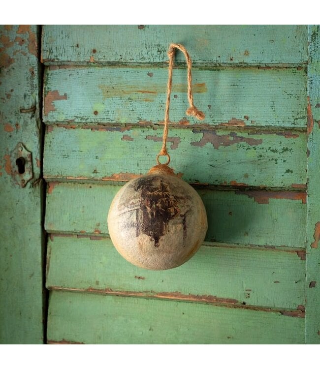 Nordic Santa Metal Ball Ornament, 6"