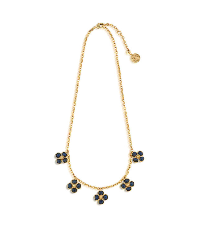 Berry Clover Multi Station Necklace, 16"+2" - Blue Labradorite