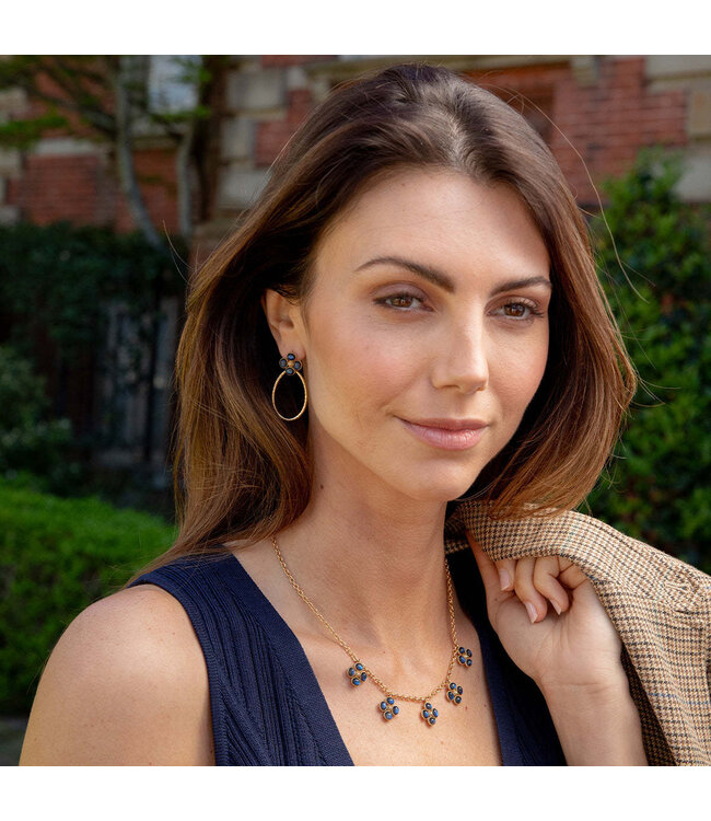 Berry Clover Teardrop Earrings - Blue Labradorite