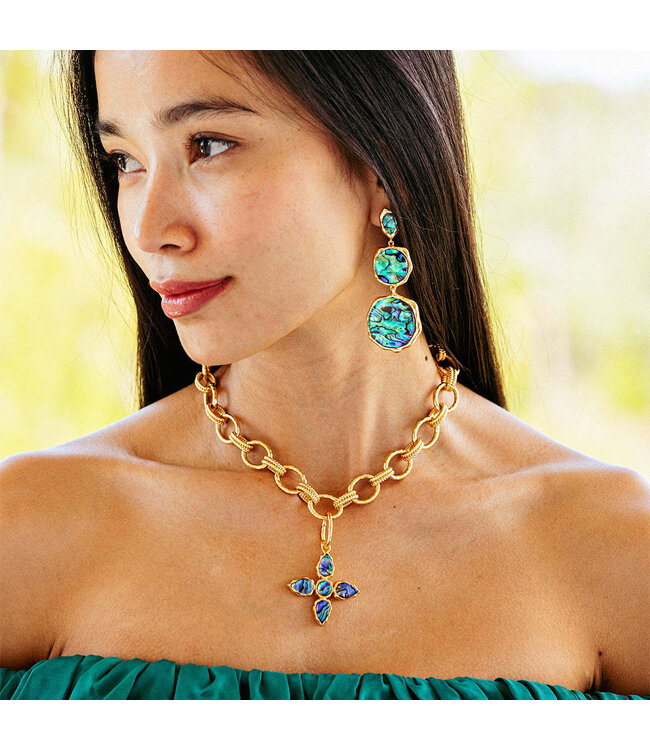 Aurora Triple Drop Post Earrings - Abalone