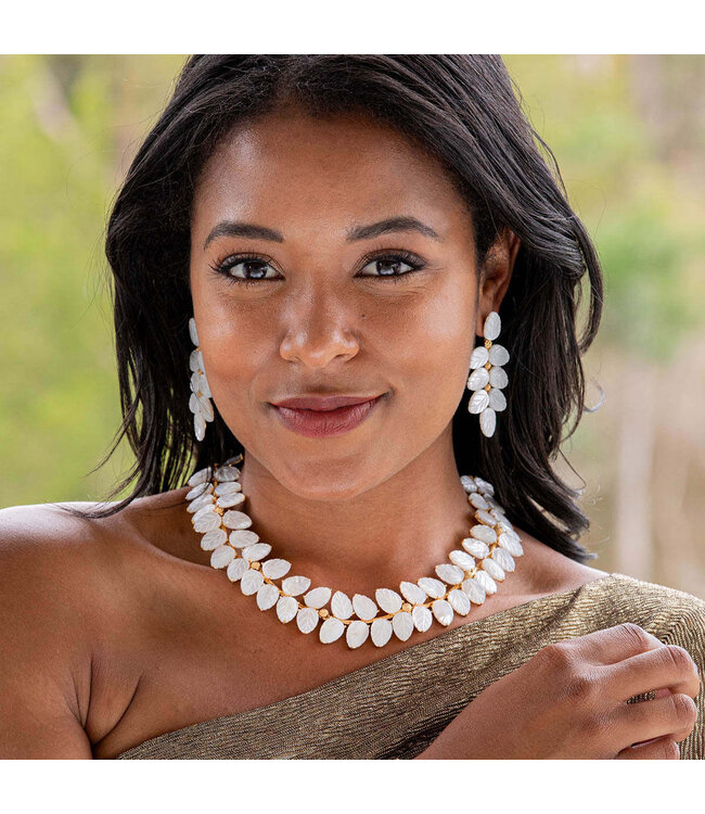 Mermaid Garden Vine Drop Earrings - MOP