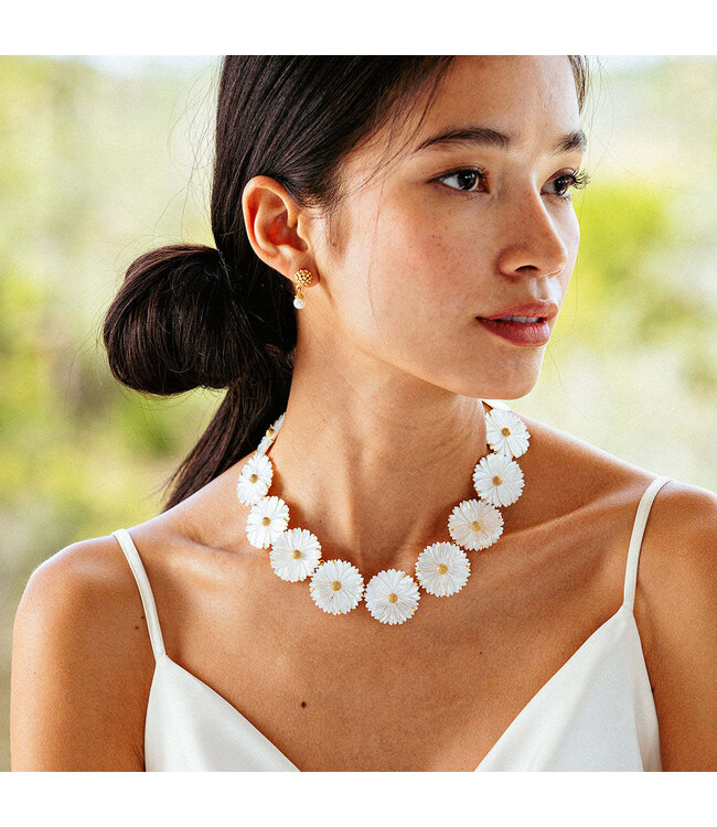 Mermaid Garden Floral Convertible Necklace, 16"+2'' - MOP