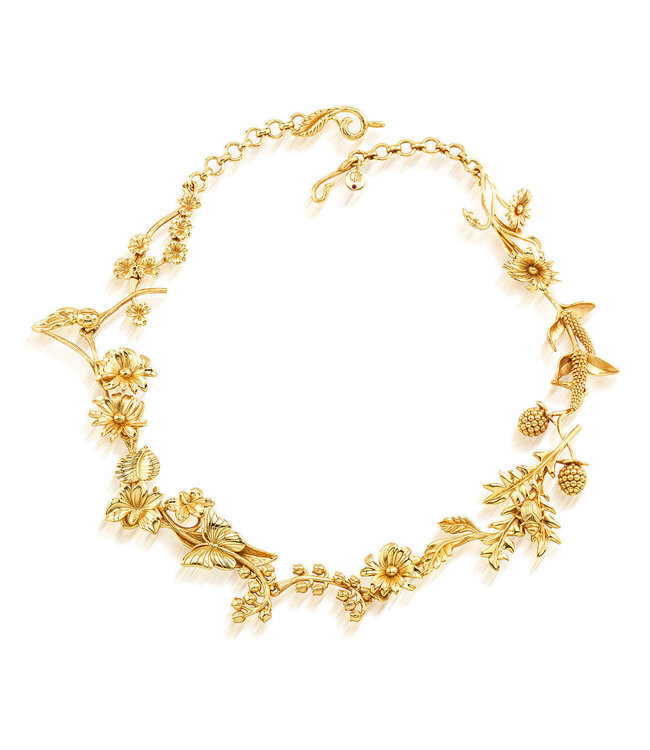 Meadow Wildflower Necklace, 16" - Gold