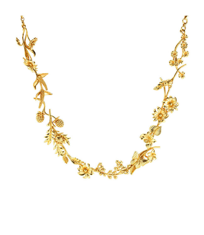 Meadow Wildflower Necklace, 16" - Gold