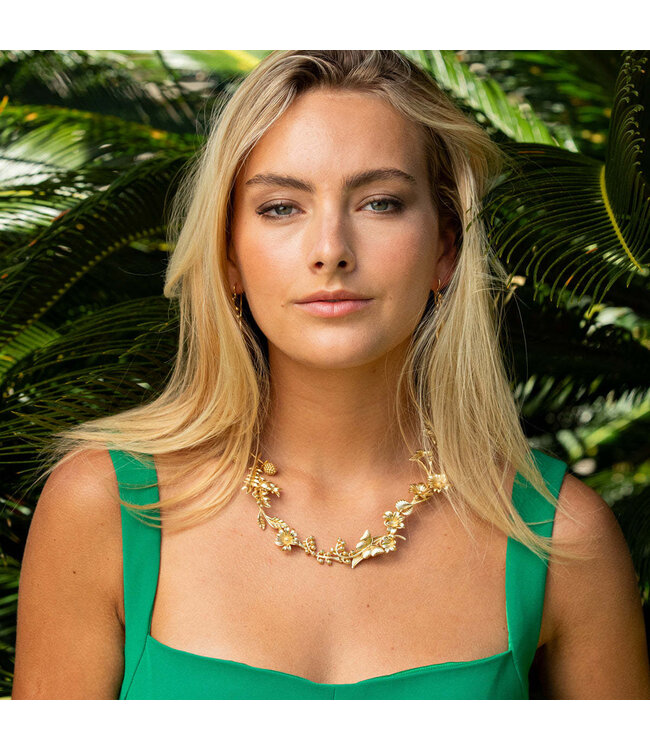 Meadow Wildflower Necklace, 16" - Gold