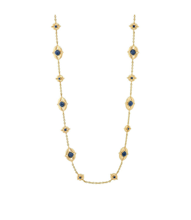 Mystic Eye Double Sided Necklace, 32" - Blue Labradorite/Green Onyx