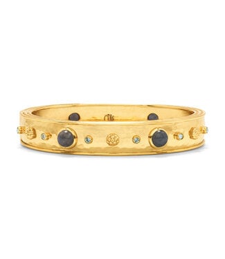 Cleopatra Hinged Bangle - Gold/Blue Labradorite