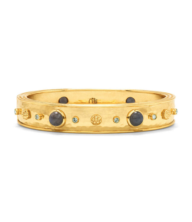 Cleopatra Hinged Bangle - Gold/Blue Labradorite