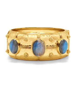 Cleopatra Grande Hinged Bangle - Gold/Blue Labradorite