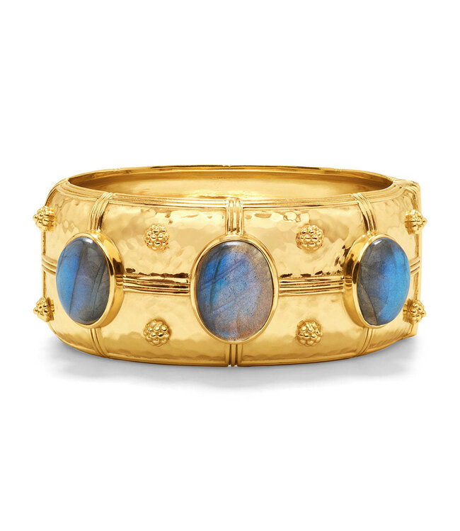 Cleopatra Grande Hinged Bangle - Gold/Blue Labradorite